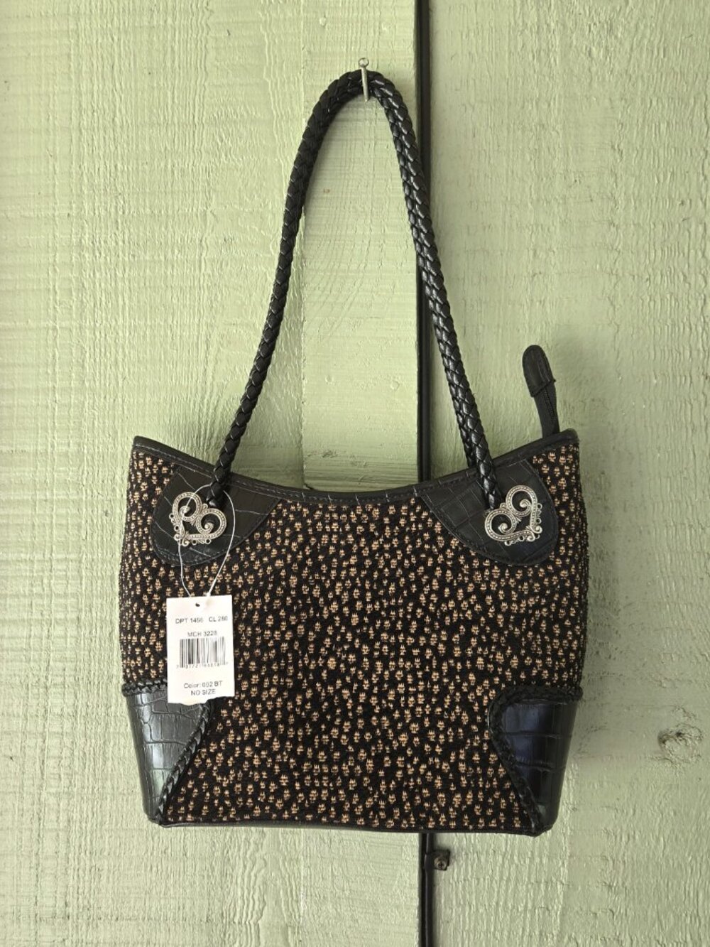 NWT BUENO Black Fabric Faux Leather Shoulder Bag Purse